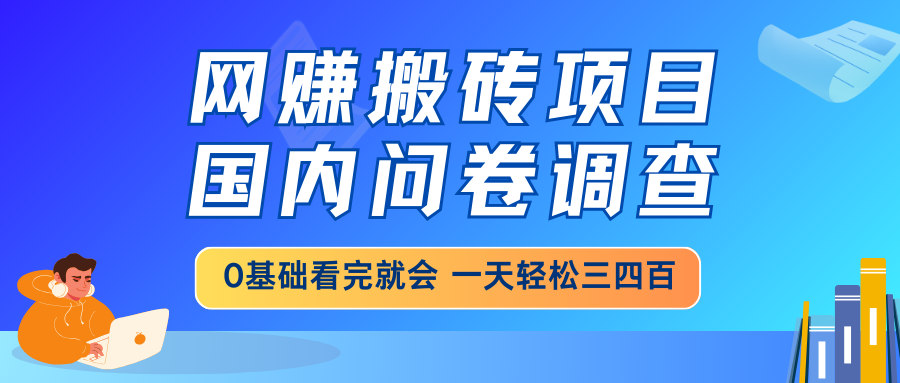 网赚搬砖项目，国内问卷调查，0基础看完就会 一天轻松三四百，靠谱副业…-数智网创