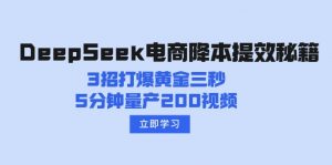 DeepSeek电商降本提效秘籍：3招打爆黄金三秒，5分钟量产200视频-数智网创