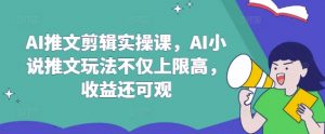 AI推文剪辑实操课，AI小说推文玩法不仅上限高，收益还可观-数智网创