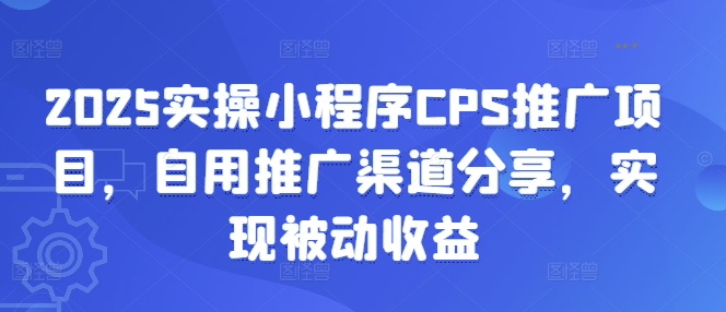 2025实操小程序CPS推广项目,自用推广渠道分享,实现被动收益-数智网创