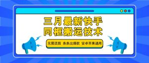 三月最新快手同框搬运技术，无需混剪 条条出爆款 安卓苹果通用-数智网创