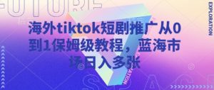 海外tiktok短剧推广从0到1保姆级教程，蓝海市场日入多张-数智网创