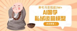 AI国学私域运营模型，单号月变现过W-数智网创