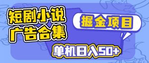 短剧小说合集广告掘金项目，单机日入50+-数智网创