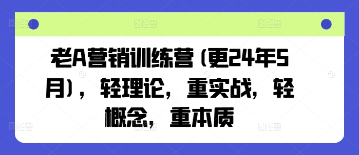 老A营销训练营(更25年3月),轻理论,重实战,轻概念,重本质-数智网创