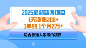 2025蓝海项目 1天涨粉200+ 1单99 1个月2万+-数智网创
