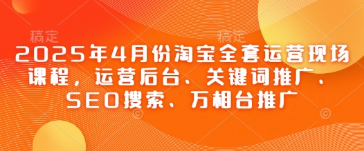 2025年4月份淘宝全套运营现场课程，运营后台、关键词推广、SEO搜索、万相台推广-数智网创