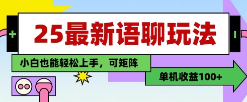 25年最新语聊玩法，纯手工，单机收益100+，小白也能轻松上手，可矩阵操作-数智网创