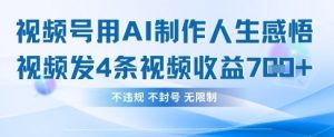 用AI做人生感悟视频，4条视频当天收益782-数智网创
