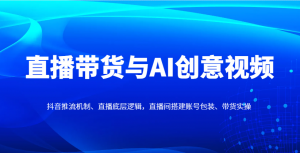 直播带货与AI创意视频,抖音推流机制、直播底层逻辑,直播间搭建账号包装、带货实操-数智网创