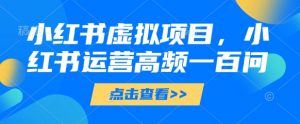 小红书虚拟项目,小红书运营高频一百问【文档】-数智网创