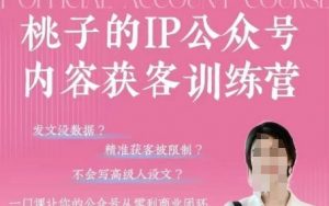 桃子IP公众号内容获客训练营(第3期)，一门让你公众号从0到商业闭环的课程-数智网创
