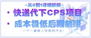 从0到1详细拆解快递代下CPS项目,一个一直被人忽视的行业!-数智网创