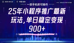 25年小程序推广最新玩法，单日稳定变现900+，小白轻松上手-数智网创