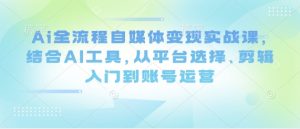 Ai全流程自媒体变现实战课，结合AI工具，从平台选择、剪辑入门到账号运营-数智网创