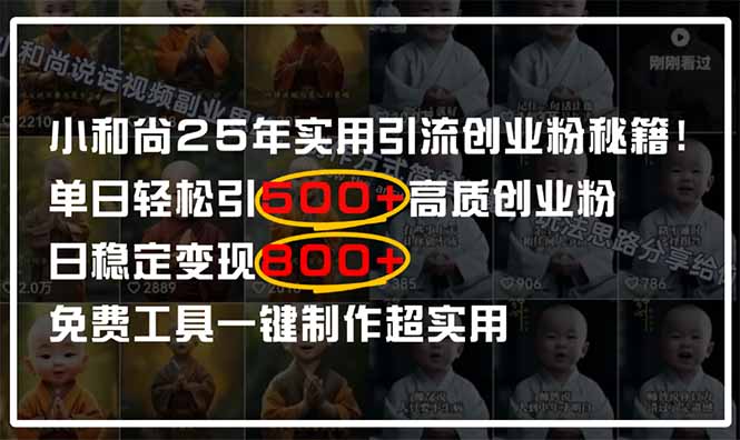 小和尚2025年实用引流秘籍！单日轻松引500+高质量创业粉，日变现800+，…-数智网创