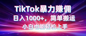TikTok搬运暴力赚佣，日入1000+，简单搬运，小白也能轻松上手-数智网创