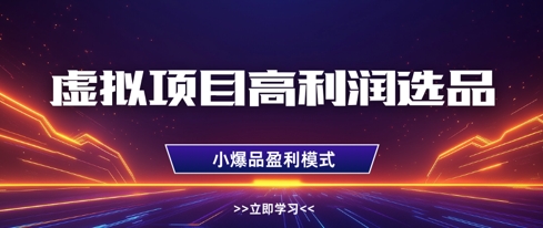 虚拟项目高利润选品方法,做好单店利润1W+,可多店倍增利润-数智网创