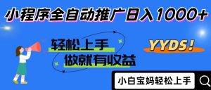 2025年最新风口，小程序自动推广，，稳定日入1000+，小白轻松上手-数智网创