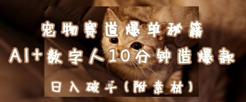 宠物赛道爆单秘籍：AI+数字人10分钟造爆款，日入1k-数智网创