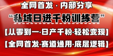 私域日进千粉训练营,全网首发,从0开始带你做好私域,适用于任何赛道,让日产千粉不再是梦-数智网创