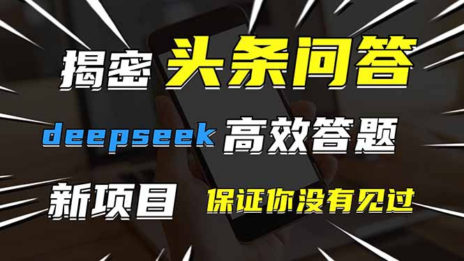 头条问答，刚出的新玩法！保证你没见过！用DeepSeek去高效答题，一个账…-数智网创