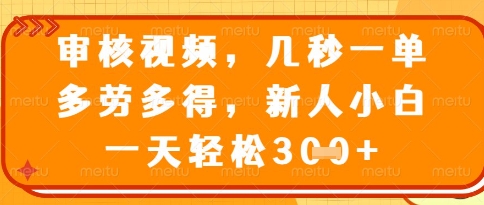 视频审核员，几秒一单，不限时间，不限地点，多做多得，新人小白一天轻松几张+【揭秘】-数智网创