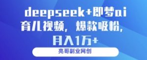 deepseek+即梦ai育儿视频，爆款吸粉，月入1w-数智网创