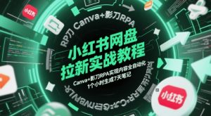 小红书网盘拉新实战教程,Canva+影刀RPA实现内容全自动化,1个小时生成7天笔记-数智网创
