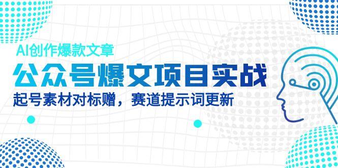 公众号爆文项目实战,AI创作爆款文章,起号素材对标赠(附赛道AI提示词-数智网创