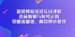 短视频投流班实战课程,选品剪辑与账号运营,突破流量池,高效带货变现-数智网创
