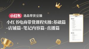 小红书电商带货课程实操：基础篇-选品篇-店铺篇-笔记内容篇-直播篇-数智网创