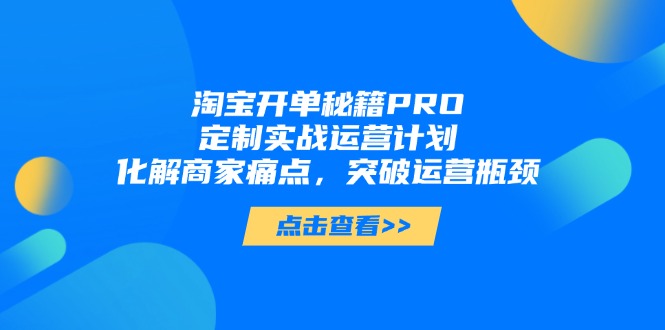 淘宝开单秘籍PRO，定制实战运营计划，化解商家痛点，突破运营瓶颈-数智网创