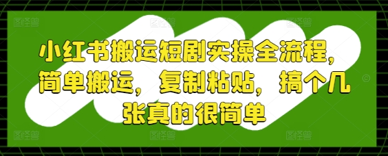 小红书搬运短剧实操全流程，简单搬运，复制粘贴，搞个几张真的很简单-数智网创