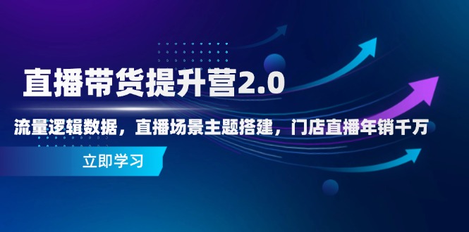 直播带货提升营2.0:流量逻辑数据,直播场景主题搭建,门店直播年销千万-数智网创