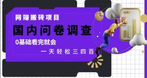 网创搬砖项目，国内问卷调查，0基础看完就会 一天轻松三四张，靠谱副业干就完了【揭秘】-数智网创
