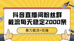 抖音直播间粉丝群暴力截流，一台电脑每天稳定2000条数据，暴力截流+实操 【揭秘】-数智网创