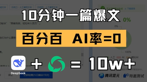 10分钟一篇爆文，100% 零AI率，用deepseek轻松玩转公众号爆文项目-数智网创