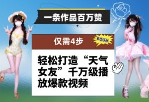 一条作品百万赞！ 只需4步，轻松打造“天气女友”千万级播放爆款视频-数智网创