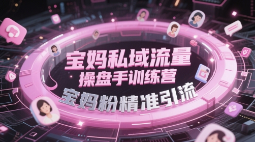 宝妈私域流量操盘手训练营，宝妈粉精准引流-数智网创