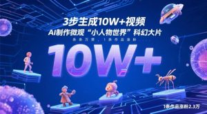 3步生成10W+视频，AI制作微观“小人物世界”科幻大片，条条万赞，1条作品涨粉2.3W-数智网创