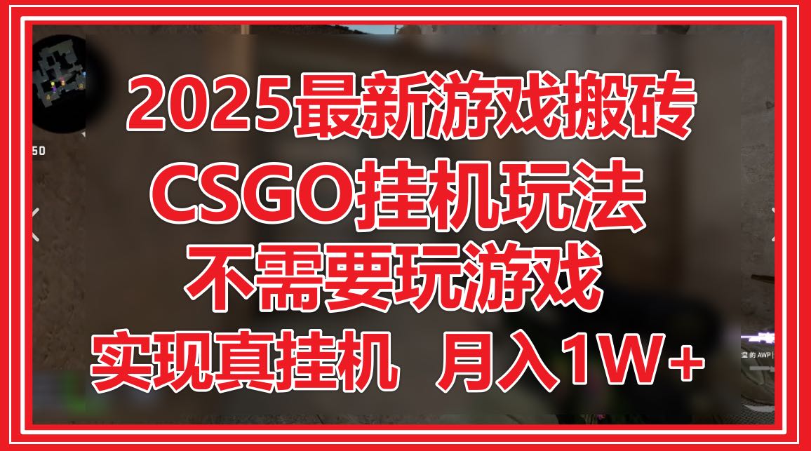 2025最新游戏搬砖,CSGO挂机,不需要玩游戏,实现真挂机,月入1W+-数智网创