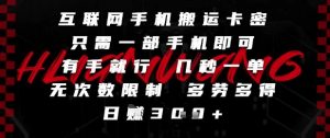 互联网手机搬运卡密,只需一部手机即可,有手就行,几秒一单,无次数限制,多劳多得,日入3张【揭秘】-数智网创