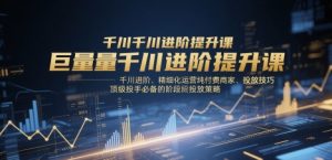 巨量千川进阶提升课，千川进阶、精细化运营纯付费商家、投放技巧、顶级投手必备的阶段性投放策略-数智网创