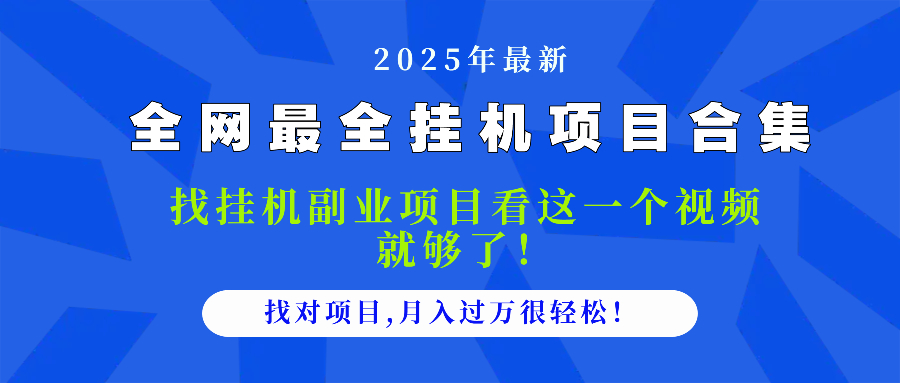 2025最全挂机项目合集 找项目看这一个视频就够了，做对项目月入过万很…-数智网创