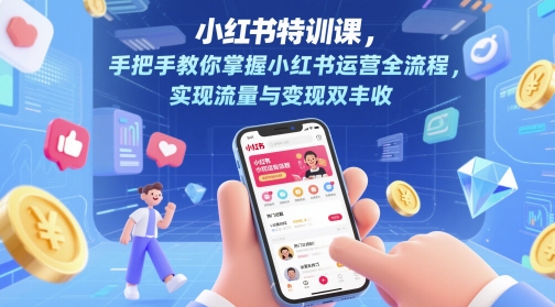 小红书特训课，手把手教你掌握小红书运营全流程，实现流量与变现双丰收-数智网创