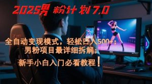2025男粉计划7.0，全自动变现模式，轻松日入5张+，新手小白必看课程-数智网创