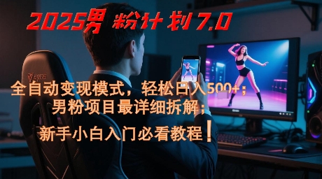 2025男粉计划7.0，全自动变现模式，轻松日入5张+，新手小白必看课程-数智网创