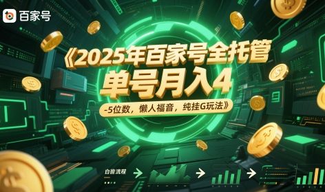 2025年百家号全托管，单号月入4-5位数，懒人福音，纯挂G玩法【揭秘】-数智网创