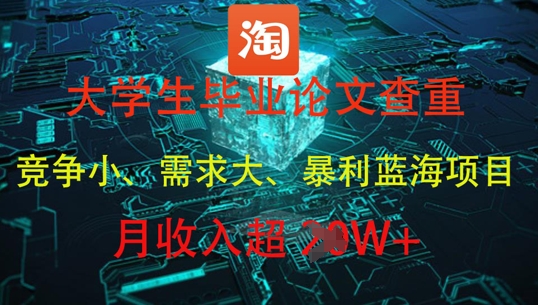 大学生毕业论文查重，暴利蓝海项目，月收入过1W+-数智网创